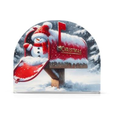 Imagem de Qilmy Bonito porta-guardanapos de acrílico de Natal, porta-lenços de mesa independente, dispensador de papel de coquetel para cozinha, jantar, restaurante, bar, decoração, 1 pacote