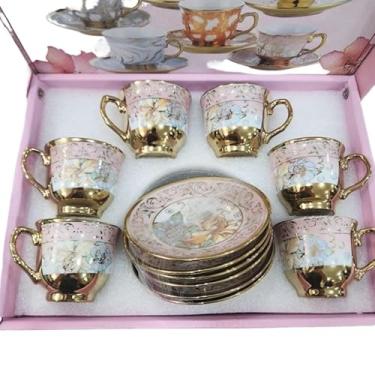 Imagem de Xícara De Café Kit Com De Cerâmica Em Porcelana(Rosa ks200)