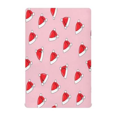 Imagem de JUZIHAI Lençol com elástico para berço 132 x 71 cm, chapéu de Natal macio, respirável, elástico para meninos e meninas, lençol de brincar para berço padrão e cama de criança pequena