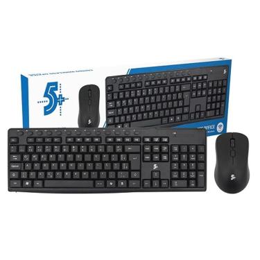 Imagem de Kit Teclado e Mouse Sem Fio Office KW-500 2.4GHz Preto 5+