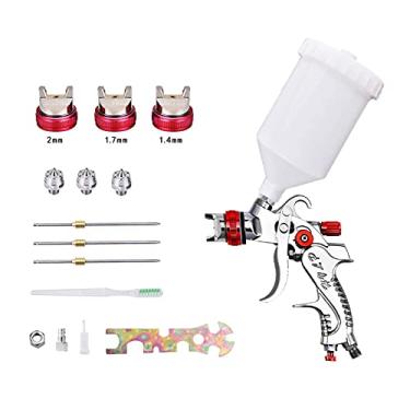 Imagem de HVLP. Pintura de pulverização 600ml 1.4/1.7/2.0mm Tamanho do bico do bico de água Uso de pintura para pistolas de pintura de carro(Red,EU plug)