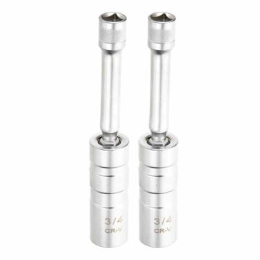 Imagem de HARFINGTON Conjunto de 2 soquetes de vela de ignição, 3/20.3 cm, 3/10.2 cm, magnético giratório, 12 pontos, médio fino, soquete de vela de ignição de parede com giro de 360 graus, aço CR-V, prata