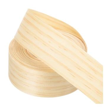 Imagem de PATIKIL Faixa de borda de pinheiro, fita de folheado de madeira de 3,5 cm x 7,6 m, pré-colada, borda de borda de compensado flexível com adesivo hot melt para restauração de móveis