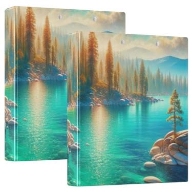 Imagem de Pastas de fichário turquesa Waters Lake com três anéis e prancheta de perfil organizador de fichário de 2,5 cm para tamanho carta (21,6 cm x 28 cm), pacote com 2