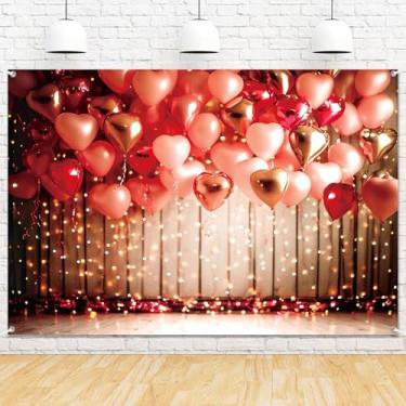 Imagem de LDWLYW 2,4 x 1,8 m, faixa de fundo para o dia dos namorados, decorações de feliz dia dos namorados, balões de coração vermelho, tema de amor, fotografia de fundo, decoração de parede para noivado