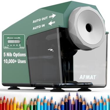 Imagem de AFMAT Apontador de lápis elétrico resistente, entrada e saída automática, apontador de lápis totalmente automático para sala de aula, apontador de mãos livres para lápis de cor nº 2/Jumbo/lápis de cor