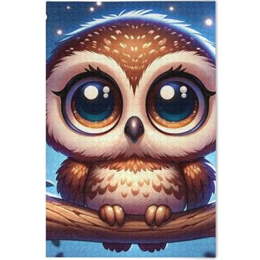 Imagem de Quebra-cabeça com estampa de coruja de desenho fofo para adultos 500 peças engraçadas presentes tecnológicos de jogo personalizado paisagem quebra-cabeça flor estampa animal, 52 cm x 37,8 cm
