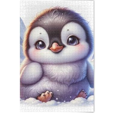 Imagem de Quebra-cabeça com estampa de pinguim fofo, 500 peças para adultos, jogos tecnológicos, personalizados, grandes, cenário, arte floral, 52 x 37,8 cm