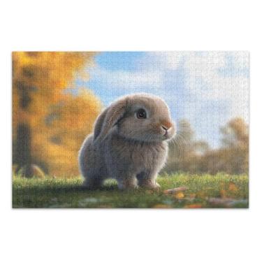 Imagem de Adorável quebra-cabeça de jardim de coelho verde, 500 peças para adultos, presentes para elefantes brancos, jogo de família, quebra-cabeça divertido, brinquedo artístico, 51 x 35 cm