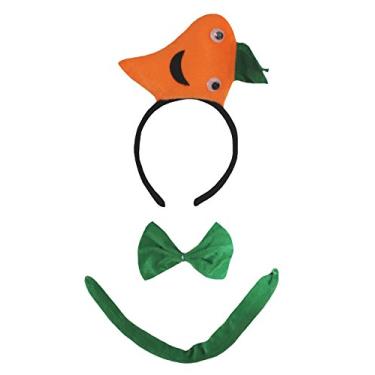 Imagem de Petitebella Tiara 3D de frutas e vegetais com laço na parte de trás unissex para crianças (tamanho único, cenoura)