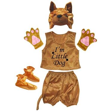 Imagem de Petitebella I'm Little Animal Marrom Camisa Chapéu Cauda Calça, 6 peças, Fantasia 4-8 anos (Cachorro (2), 4-5 anos)