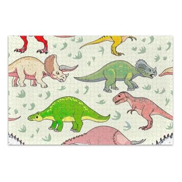 Imagem de Quebra-cabeça para adultos, 500 peças, dinossauros, estilo artístico divertido, presentes de jogo de quebra-cabeça engraçado, presentes exclusivos de animais de desenho animado, 51 x 35 cm