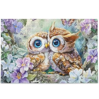 Imagem de Quebra-cabeça de corujas com pintura em aquarela 500 peças para adultos decoração de pintura animal quebra-cabeças exclusivos para adultos presentes personalizados para amantes de quebra-cabeças, 52 x