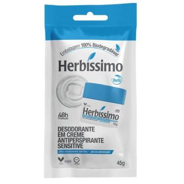 Imagem de Sachê Refil Desodorante Creme Antitranspirante Sensitive Herbissimo 45