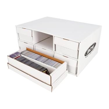 Imagem de BCW Caixa de armazenamento de cartão de duas fileiras com 6 caixas de sapatos | Comporta 9600 cartões colecionáveis padrão | Caixa de armazenamento de papelão com seis caixas de armazenamento de