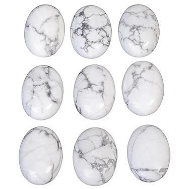 Imagem de Casaper Cabochão oval turquesa howlita branca natural, contas de táxi de pedra plana para fabricação de joias, 25 x 18 mm, 10 peças