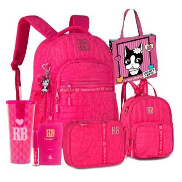 Imagem de Kit Mochila Escolar Estojo Lancheira Térmica Rebecca Bonbon, RB27001 R