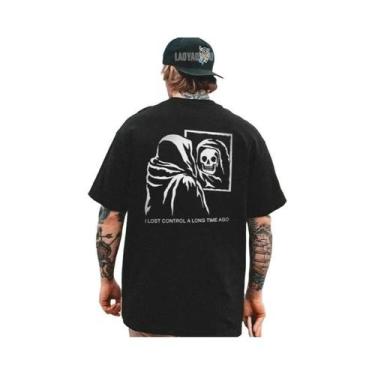 Imagem de Camiseta Masculina Oversized Gótica Harajuku Com Estampa De Caveira, M