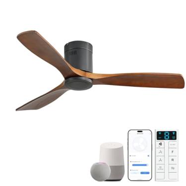 Imagem de Sofucor Ventilador de teto inteligente de 52 polegadas sem luzes, ventilador de teto de madeira maciça com Alexa/Google Assistant/APP/controle remoto - ventiladores de teto externos modernos sem luz