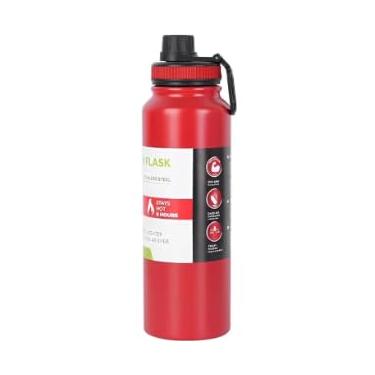Imagem de Garrafa Térmica Inox 800ml Antivazamento com Bico Esportivo e Alça | Squeeze Água Quente Fria Academia, Escritório, Esporte e Viagem (Vermelho)