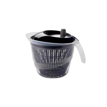 Imagem de Secador de Salada Manual 2,8 Litros – Centrífuga de Verduras com Cesto Removível, Tampa Giratória e Design Compacto PRETO