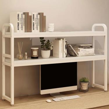 Imagem de Rack organizador de estante de mesa de camada dupla feito de moldura e placas de aço espesso, estável e com suporte de carga, rack organizador de armazenamento para dormitório ou escritório (cor