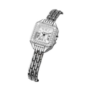 Imagem de Relógio De Pulso Feminino Elegante Com Cristais, Mostrador Quadrado, R