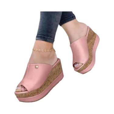 Imagem de Sandálias Elegantes De Plataforma Wedge Em Cores Sólidas Para Mulheres