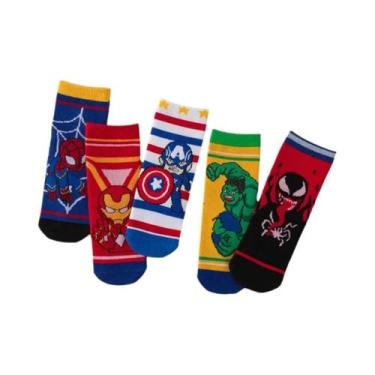 Imagem de Meias Infantis Do Homem-Aranha, 5 Pares, Algodão, Cano Médio, Para Men
