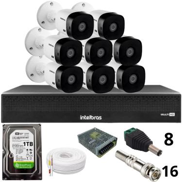 Imagem de Kit 8 Câmeras Intelbras 1220b Full Hd Dvr Mhdx 1016-c Intelbras Com Detecção De Movimentos Hd 1tb