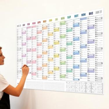 Imagem de Calendário de parede mensal 2026 – 73 cm x 51 cm grande decoração de casa com etiquetas de ponta – calendário diário, para casa, escola, limpeza, exercícios, férias, aniversário, viagem, leitura