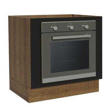 Imagem de Balcão Para Forno De Embutir 80 X 60 Cm Sem Tampo Agata, Glamy, Stella Madesa Rustic/preto