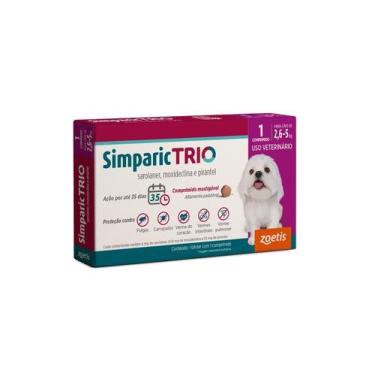 Imagem de Simparic Trio Antipulgas, Carrapatos E Vermes Cães 6Mg C/ 1 Comp.
