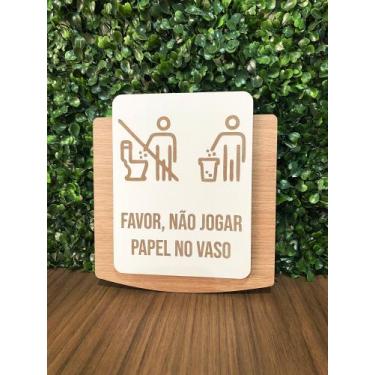 Imagem de Placa de sinalização Não Jogue papel no vaso em mdf - Realaser Store