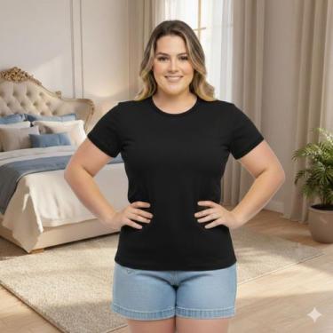 Imagem de Blusas Plus Size Feminina Verão Camiseta Básica Confortável Manga Curt