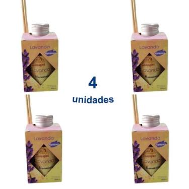 Imagem de 4 Aromatizador Ambiente Lavanda Difusor Vareta Aromatizante Perfume Ca