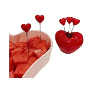 Imagem de Conjunto De Garfos De Frutas Em Aço Inoxidável Em Forma De Coração Com