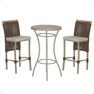 Imagem de Mesa Bistrô 2 Banquetas Roma Fendi Corda Náutica 3 Trama Marrom