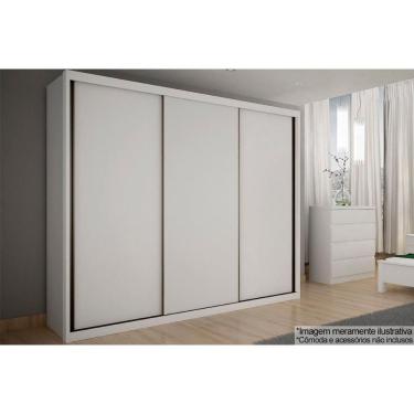 Imagem de Guarda Roupa Casal Paradizzo-Palazzo Neve 3 Portas de Correr 6 Gavetas MDF Branco Neve Móveis Novo Horizonte