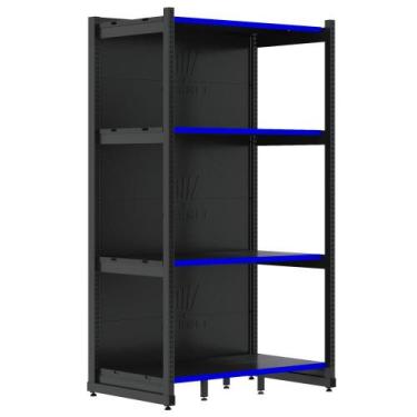 Imagem de Rack Fit Parede 1 Inicial 2,02X0,90X0,60 4 Bandejas Amapá, Preto Perfi