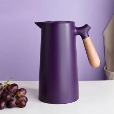 Imagem de Garrafa Térmica Wood Nórdica 1L Cabo Madeira Para Café Chá Água Design