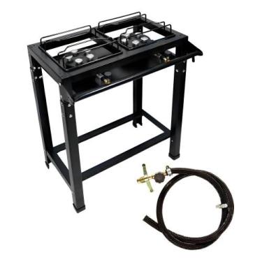 Imagem de Fogão a Gás ROA Alta Pressão 2 Bocas Portátil Chama Ajustáve - Congrat