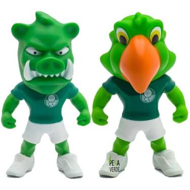 Imagem de Kit Boneco Palmeiras Porco Gobatto + Periquito Mascote De Futebol Ofic