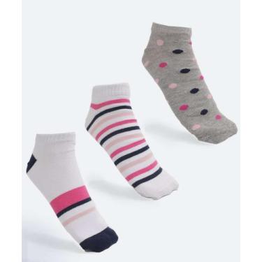 Imagem de Kit 3 Pares Meias Cano Curto Feminina Estampadas Maris-92832 - MARISA,