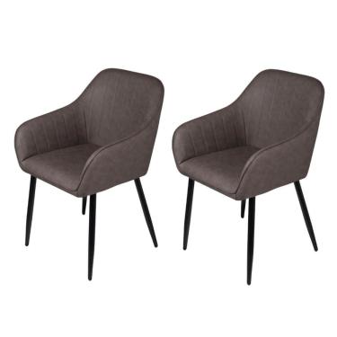 Imagem de Kit 2 Poltronas Volga Or Design PU Café Base Metal