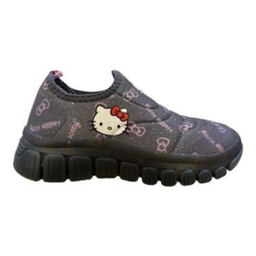 Imagem de Tenis Infantil Menina Novopé Hello Kitty Casual Calce Fácil Ultraconforto Led 99046001-2 Chumbo-Feminino