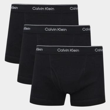 Imagem de Kit Cueca Boxe Calvin Klein Trunk Masculina - 3 Peças, Preto, GG