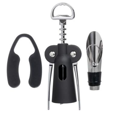 Imagem de Jogo para vinho com 3 acessórios inox preto -Fracalanza, 3 meses por d