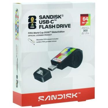 Imagem de Pendrive Sandisk SDCZIA-064G-G46 64GB USB-C Copa do Mundo FIFA 2026 Preto