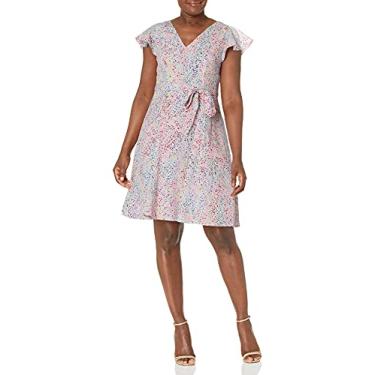 Imagem de Adrianna Papell Vestido feminino de chiffon floral, Rosa Multi, 46